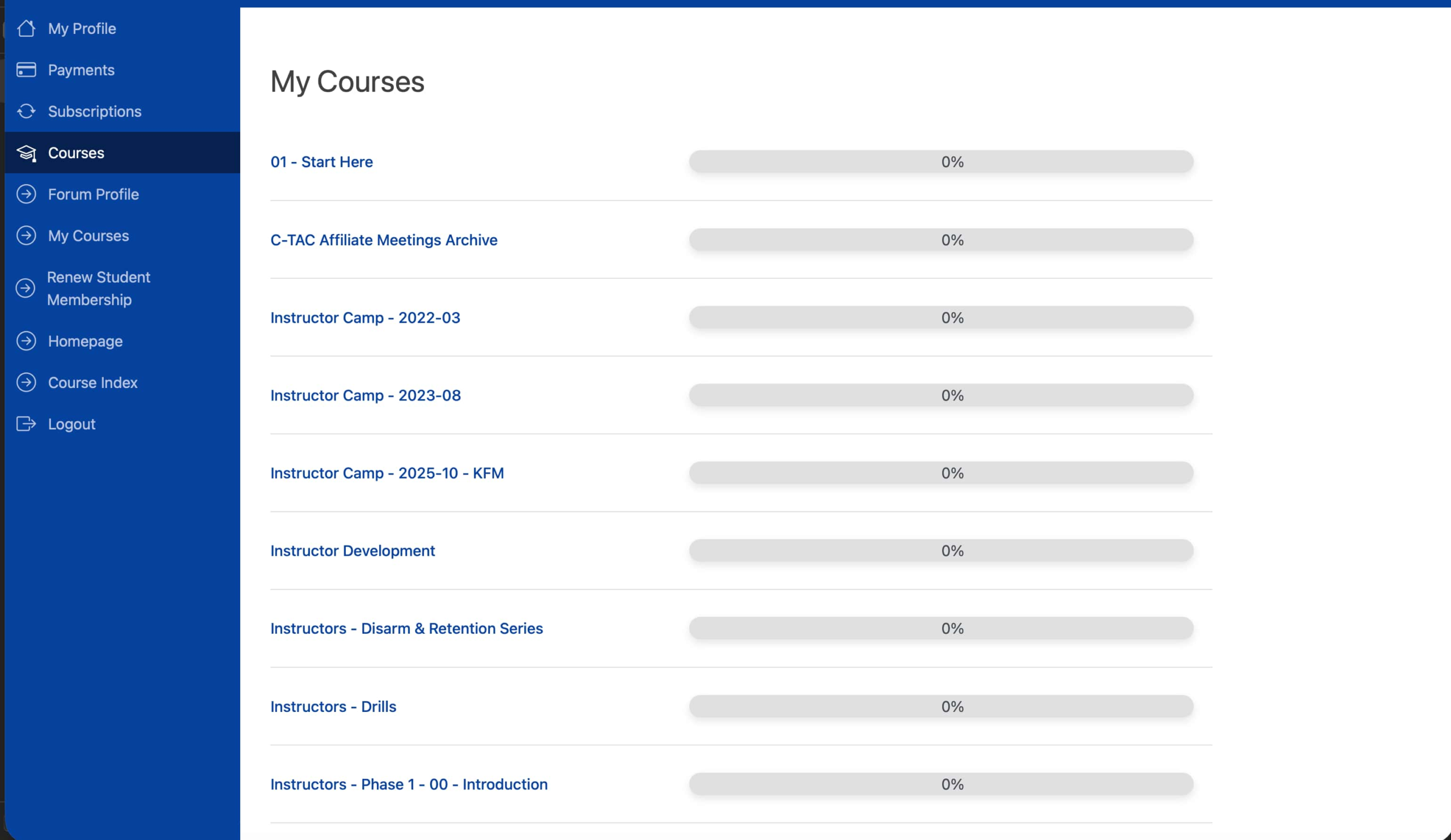 C-Tac Student University courses area