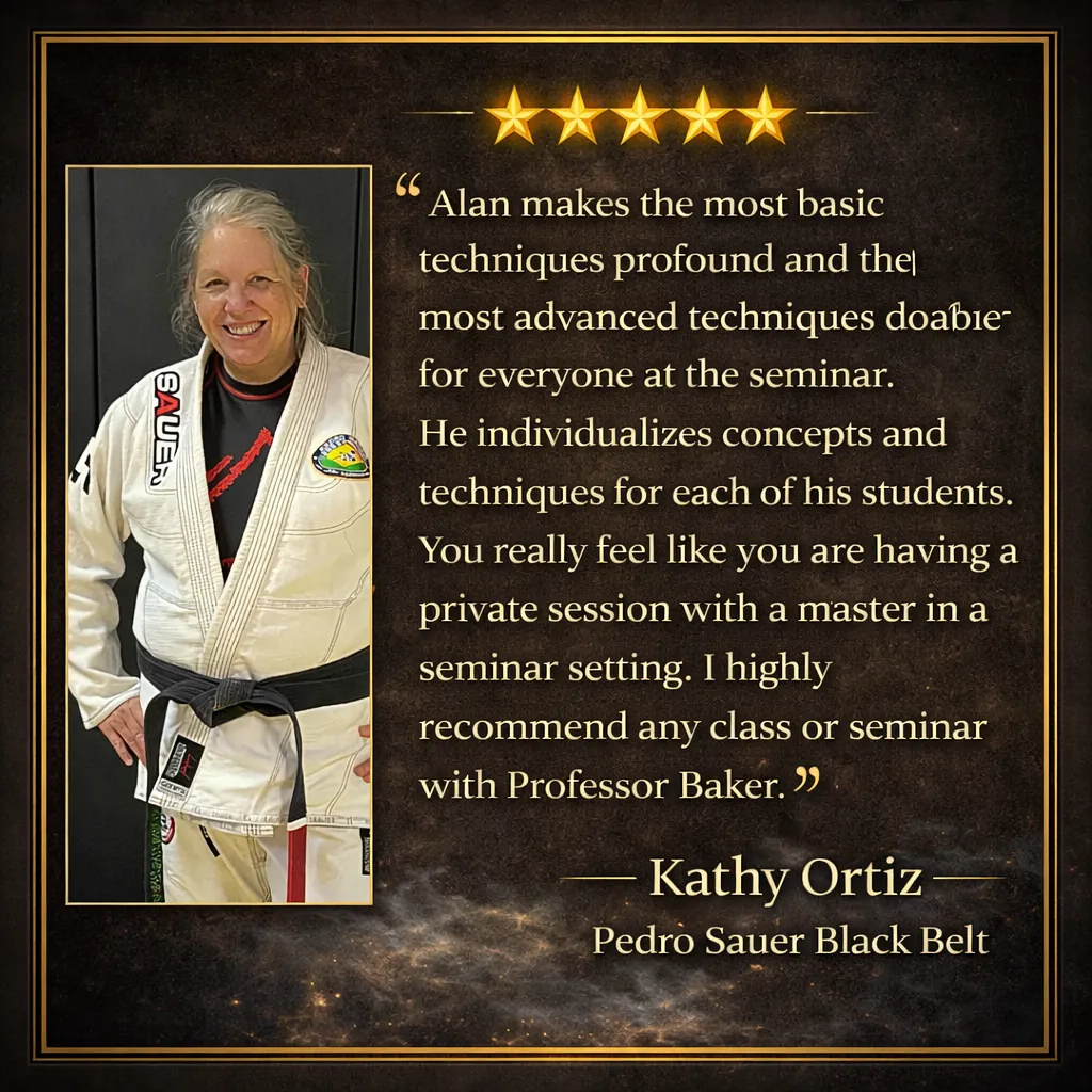 Testimonial from Kathy Ortiz about seminar instruction with Alan Baker